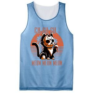 Ch Ch Meow Meow Meow Funny Animal Horror Movie Cute Kitten Mesh Reversible Basketball Jersey Tank