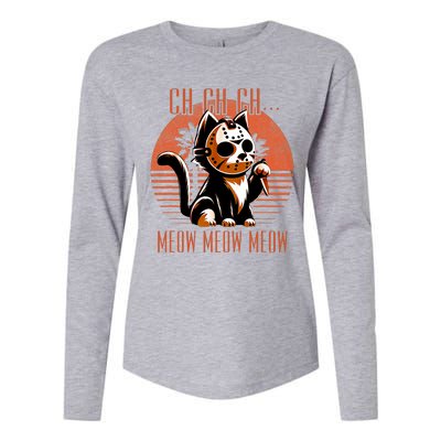 Ch Ch Meow Meow Meow Funny Animal Horror Movie Cute Kitten Womens Cotton Relaxed Long Sleeve T-Shirt