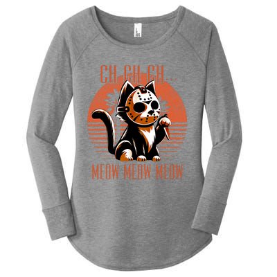 Ch Ch Meow Meow Meow Funny Animal Horror Movie Cute Kitten Women's Perfect Tri Tunic Long Sleeve Shirt