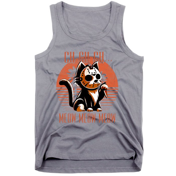 Ch Ch Meow Meow Meow Funny Animal Horror Movie Cute Kitten Tank Top