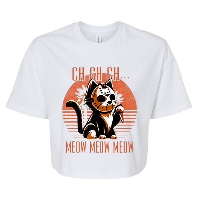 Ch Ch Meow Meow Meow Funny Animal Horror Movie Cute Kitten Bella+Canvas Jersey Crop Tee