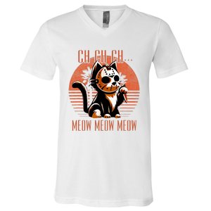 Ch Ch Meow Meow Meow Funny Animal Horror Movie Cute Kitten V-Neck T-Shirt