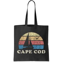 Cape Cod Ma Vintage Sailboat 70s Throwback Sunset Tote Bag