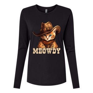 Cowboy Cat Meowdy Womens Cotton Relaxed Long Sleeve T-Shirt