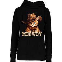 Cowboy Cat Meowdy Womens Funnel Neck Pullover Hood