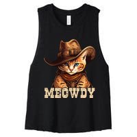 Cowboy Cat Meowdy Women's Racerback Cropped Tank