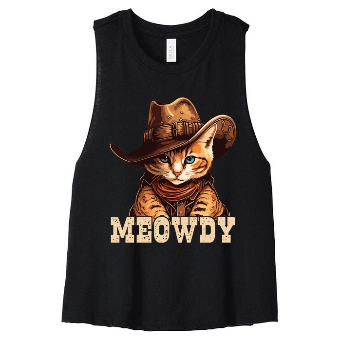 Cowboy Cat Meowdy Women's Racerback Cropped Tank