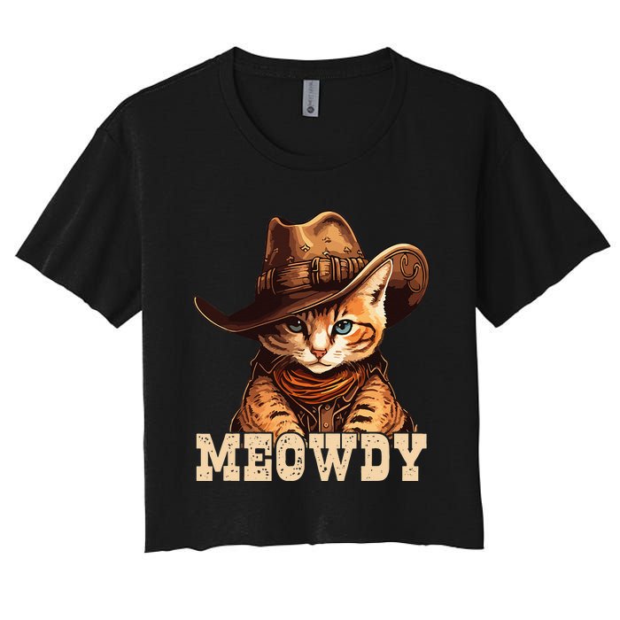 Cowboy Cat Meowdy Women's Crop Top Tee