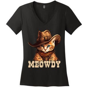 Cowboy Cat Meowdy Women's V-Neck T-Shirt