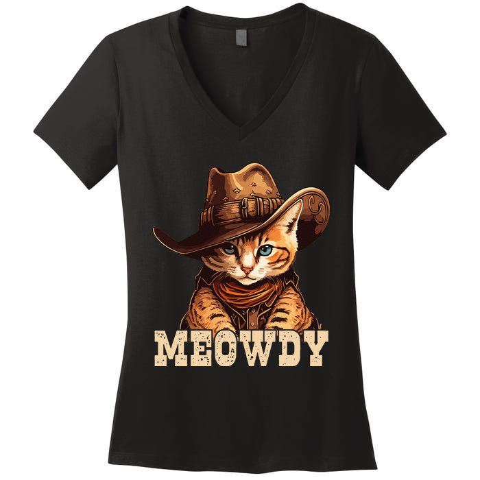 Cowboy Cat Meowdy Women's V-Neck T-Shirt