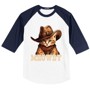 Cowboy Cat Meowdy Baseball Sleeve Shirt