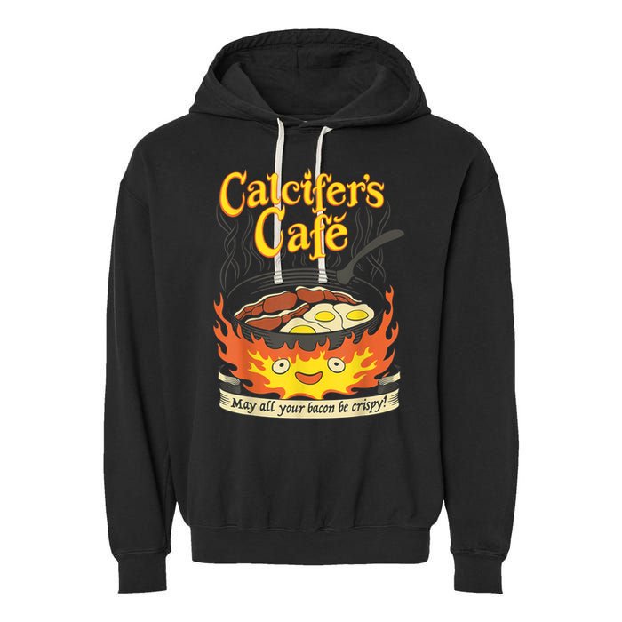 Calcifer's Cafe May All Your Bacon & Eggs Be Crispy Cooking Garment-Dyed Fleece Hoodie