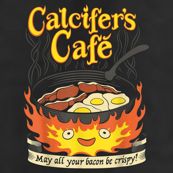 Calcifer's Cafe May All Your Bacon & Eggs Be Crispy Cooking Garment-Dyed Fleece Hoodie