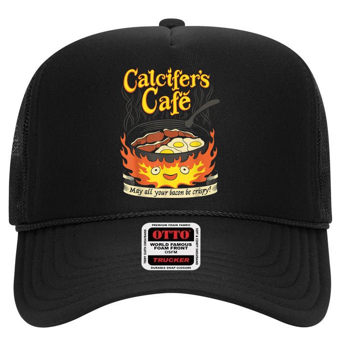 Calcifer's Cafe May All Your Bacon & Eggs Be Crispy Cooking High Crown Mesh Back Trucker Hat