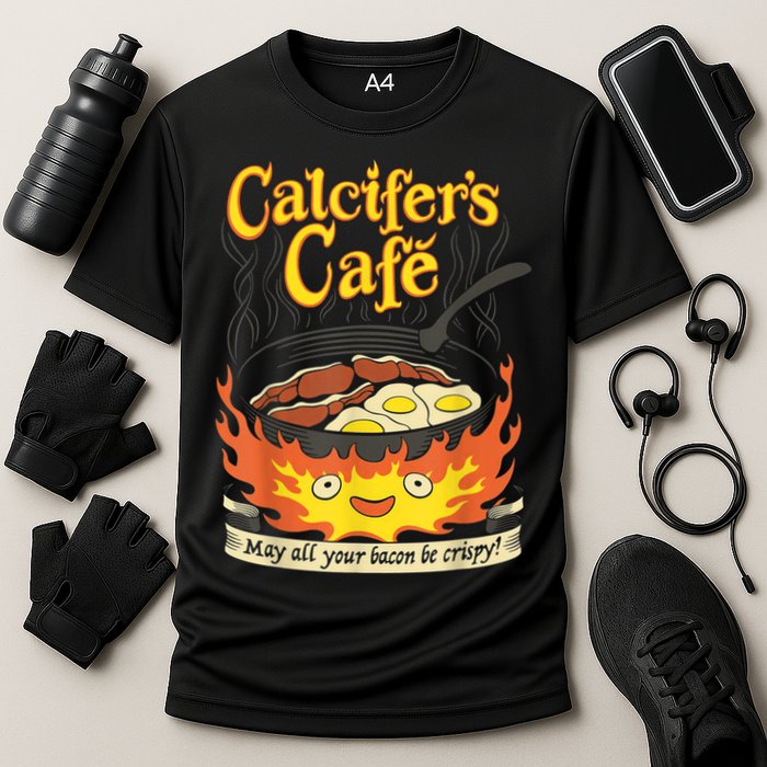 Calcifer's Cafe May All Your Bacon & Eggs Be Crispy Cooking Performance Shirt