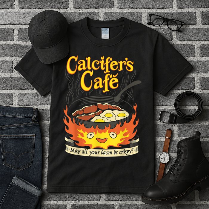 Calcifer's Cafe May All Your Bacon & Eggs Be Crispy Cooking Tall T-Shirt