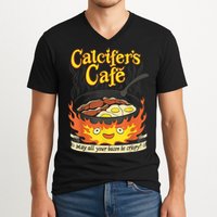 Calcifer's Cafe May All Your Bacon & Eggs Be Crispy Cooking V-Neck T-Shirt