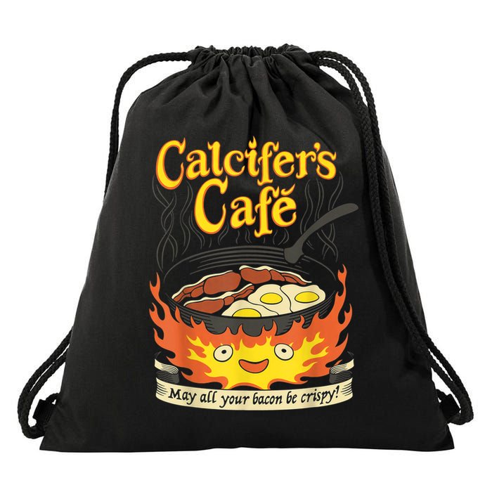Calcifer's Cafe May All Your Bacon & Eggs Be Crispy Cooking Drawstring Bag