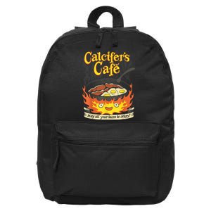 Calcifer's Cafe May All Your Bacon & Eggs Be Crispy Cooking 16 in Basic Backpack