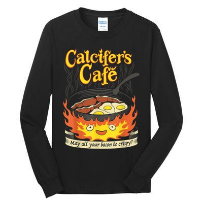 Calcifer's Cafe May All Your Bacon & Eggs Be Crispy Cooking Tall Long Sleeve T-Shirt