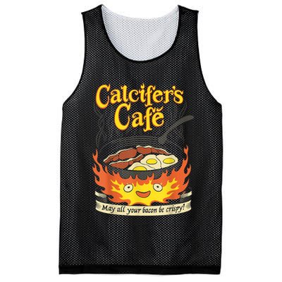Calcifer's Cafe May All Your Bacon & Eggs Be Crispy Cooking Mesh Reversible Basketball Jersey Tank
