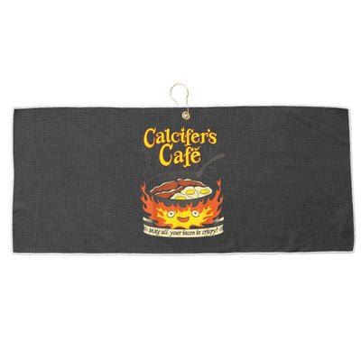 Calcifer's Cafe May All Your Bacon & Eggs Be Crispy Cooking Large Microfiber Waffle Golf Towel