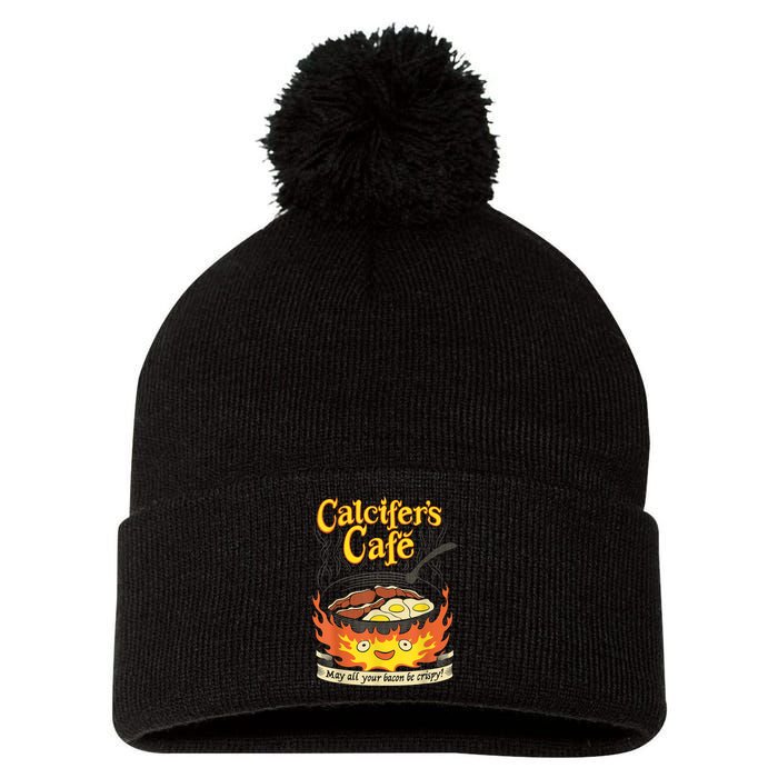 Calcifer's Cafe May All Your Bacon & Eggs Be Crispy Cooking Pom Pom 12in Knit Beanie