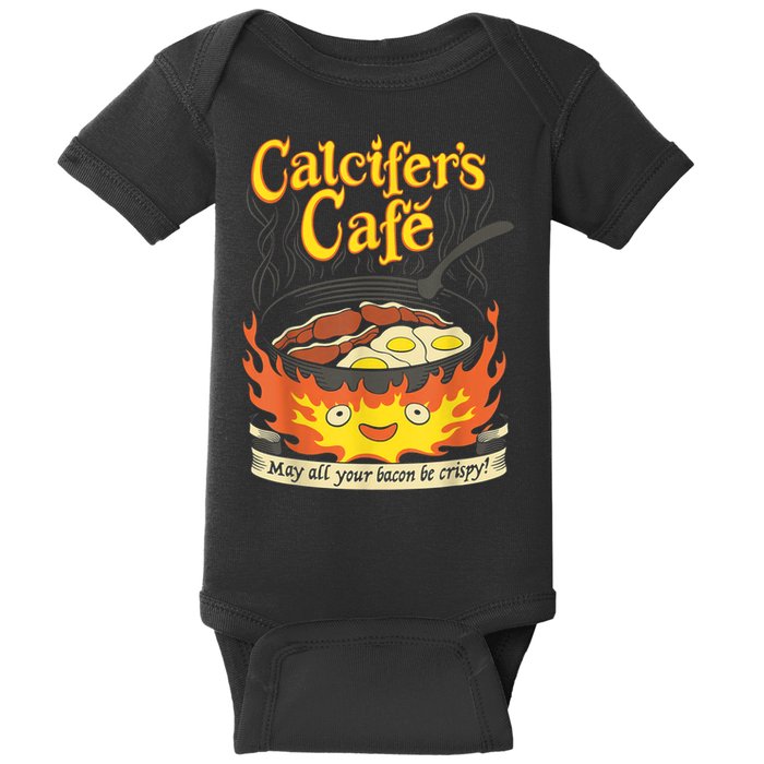 Calcifer's Cafe May All Your Bacon & Eggs Be Crispy Cooking Baby Bodysuit
