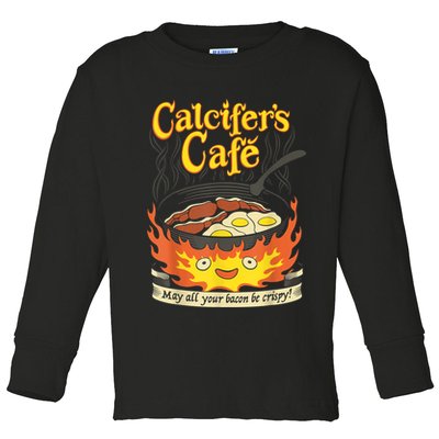 Calcifer's Cafe May All Your Bacon & Eggs Be Crispy Cooking Toddler Long Sleeve Shirt