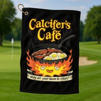 Calcifer's Cafe May All Your Bacon & Eggs Be Crispy Cooking Golf Towel
