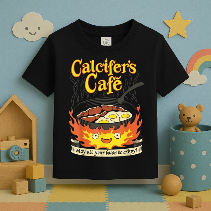 Calcifer's Cafe May All Your Bacon & Eggs Be Crispy Cooking Toddler T-Shirt