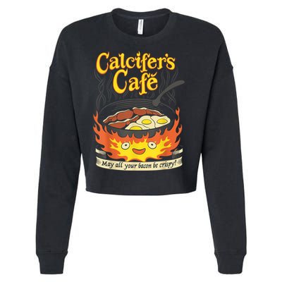 Calcifer's Cafe May All Your Bacon & Eggs Be Crispy Cooking Cropped Pullover Crew