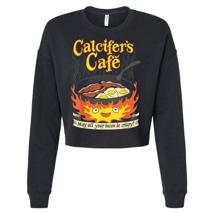 Calcifer's Cafe May All Your Bacon & Eggs Be Crispy Cooking Cropped Pullover Crew