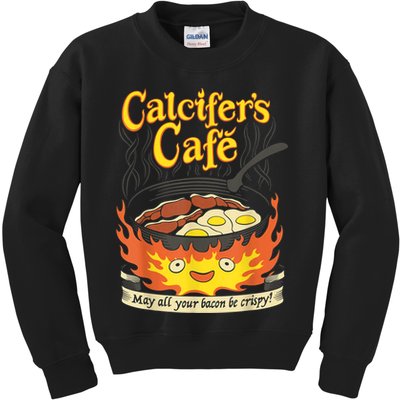 Calcifer's Cafe May All Your Bacon & Eggs Be Crispy Cooking Kids Sweatshirt