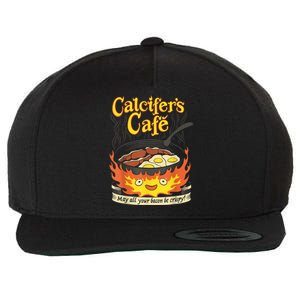 Calcifer's Cafe May All Your Bacon & Eggs Be Crispy Cooking Wool Snapback Cap