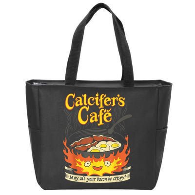 Calcifer's Cafe May All Your Bacon & Eggs Be Crispy Cooking Zip Tote Bag