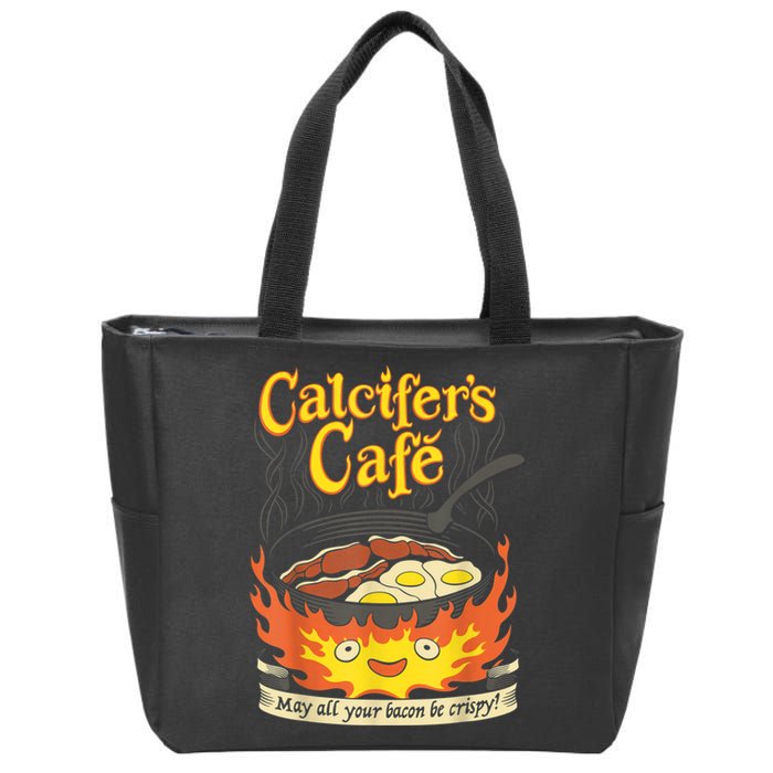 Calcifer's Cafe May All Your Bacon & Eggs Be Crispy Cooking Zip Tote Bag