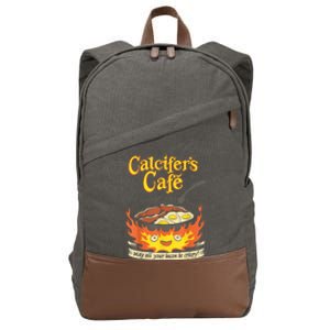 Calcifer's Cafe May All Your Bacon & Eggs Be Crispy Cooking Cotton Canvas Backpack