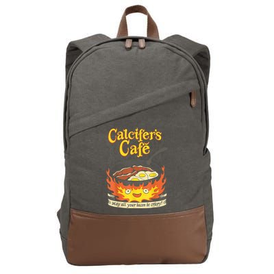 Calcifer's Cafe May All Your Bacon & Eggs Be Crispy Cooking Cotton Canvas Backpack