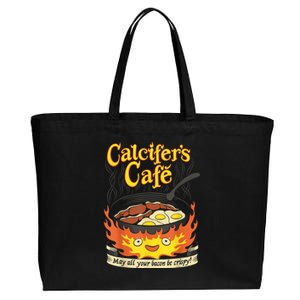 Calcifer's Cafe May All Your Bacon & Eggs Be Crispy Cooking Cotton Canvas Jumbo Tote