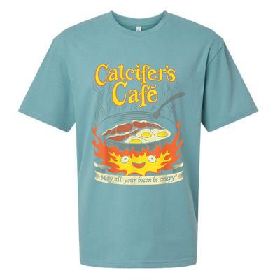 Calcifer's Cafe May All Your Bacon & Eggs Be Crispy Cooking Sueded Cloud Jersey T-Shirt