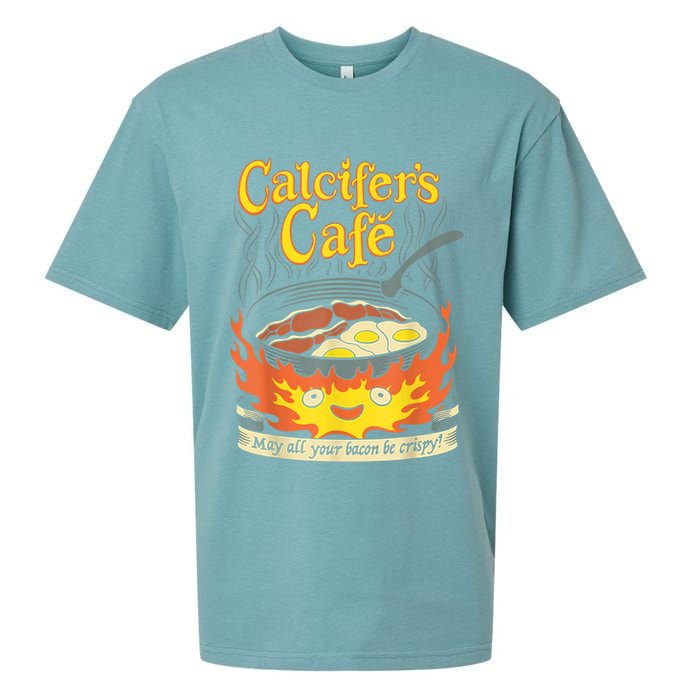Calcifer's Cafe May All Your Bacon & Eggs Be Crispy Cooking Sueded Cloud Jersey T-Shirt