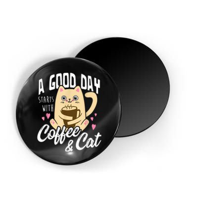 Cat & Coffee Mug Funny Cat Lover Gift Magnet