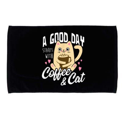 Cat & Coffee Mug Funny Cat Lover Gift Microfiber Hand Towel