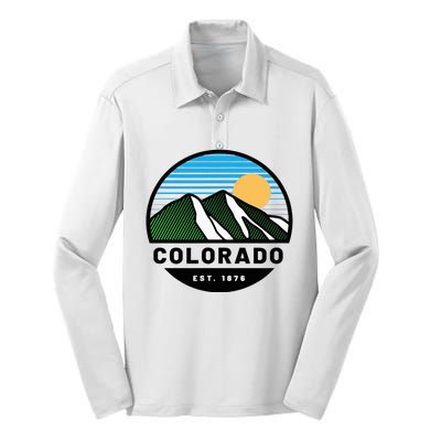 Cool Colorado Mountain Sunset Novelty Fashion Silk Touch Performance Long Sleeve Polo