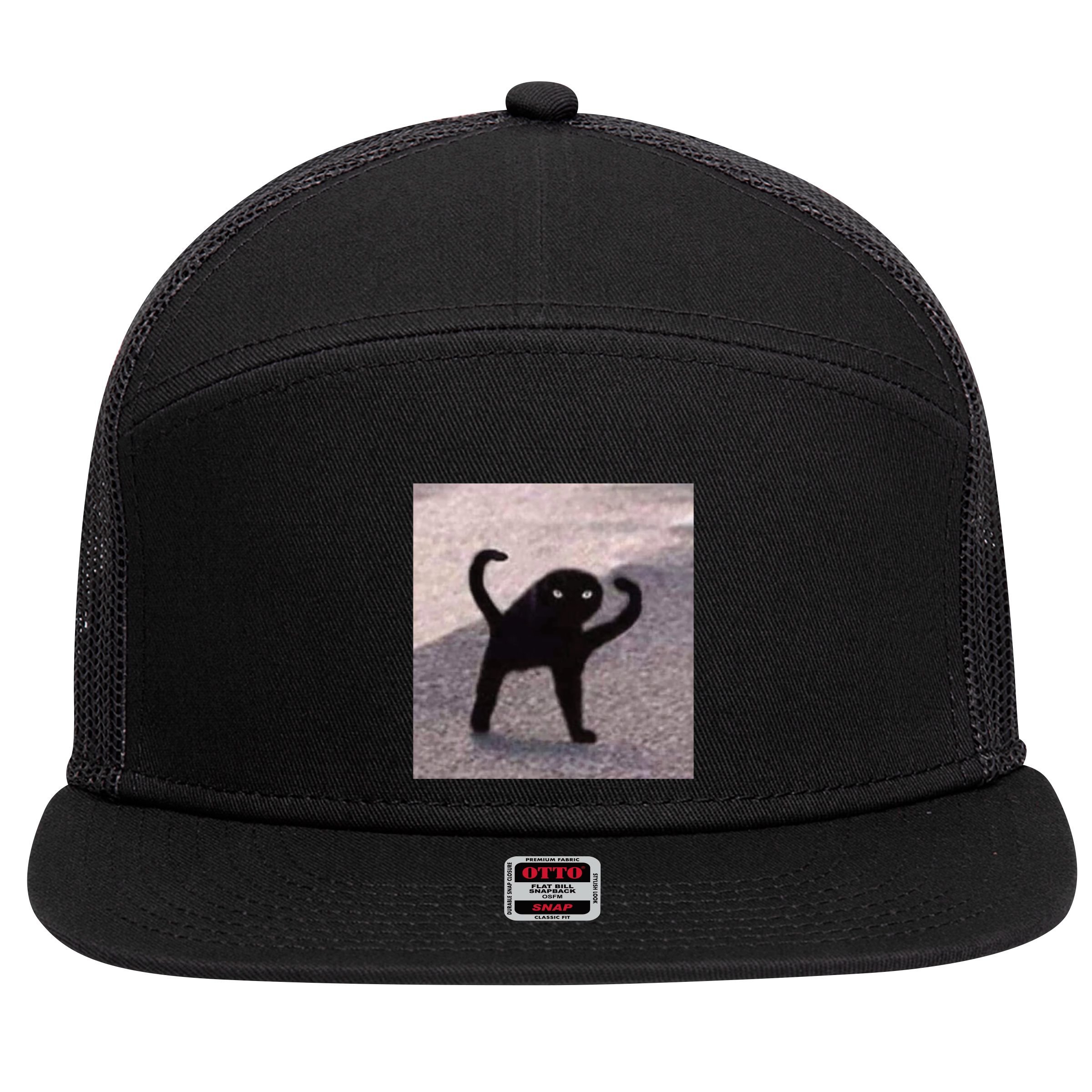 Cursed Cat Memes Cursed Cat Angry As Fuk Meme 7 Panel Mesh Trucker Snapback Hat