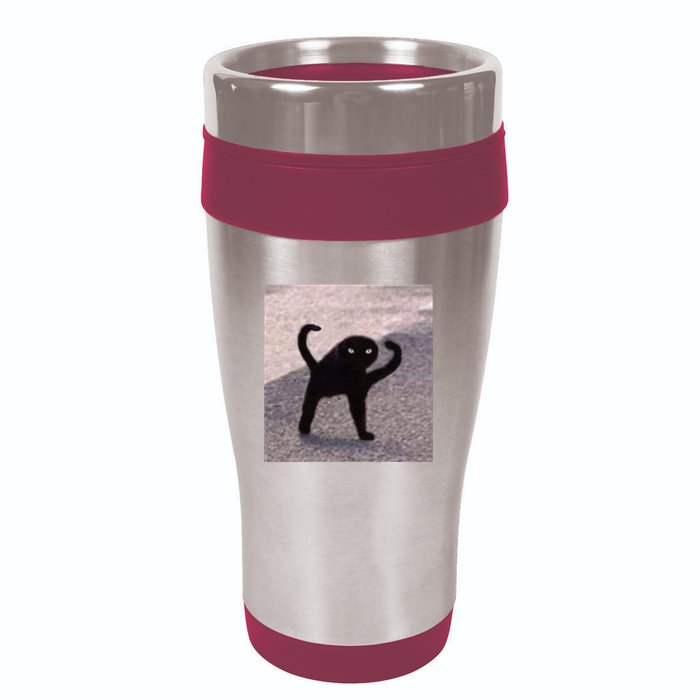 Cursed Cat Memes Cursed Cat Angry As Fuk Meme 16oz Travel Tumbler