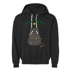 Christmas Cat Merry Catmas Christmas Garment-Dyed Fleece Hoodie