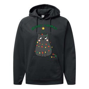 Christmas Cat Merry Catmas Christmas Performance Fleece Hoodie