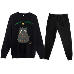 Christmas Cat Merry Catmas Christmas Premium Crewneck Sweatsuit Set